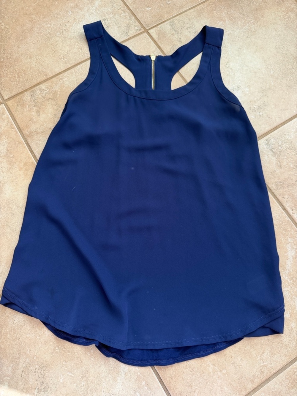 Express Navy Racerback Shell Tank with Back Zip